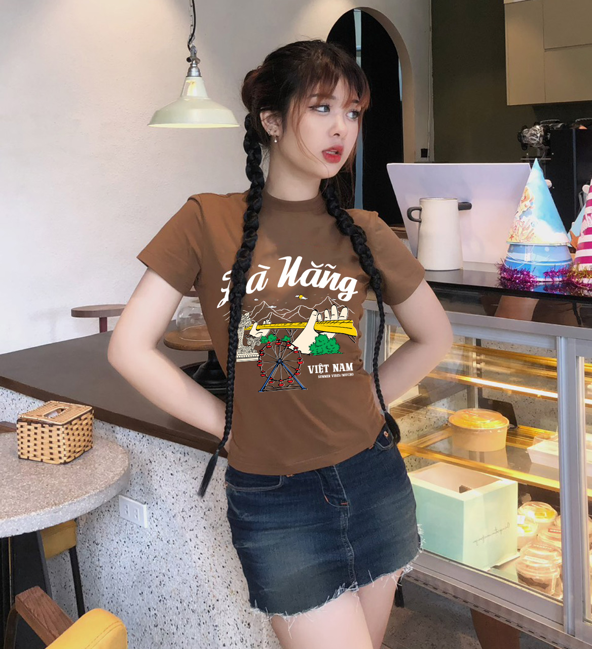 Áo thun baby tee form ôm xinh xắn ABD1278 Miucho tay ngắn cổ tròn in hình Đà Nẵng_thumbnail_5