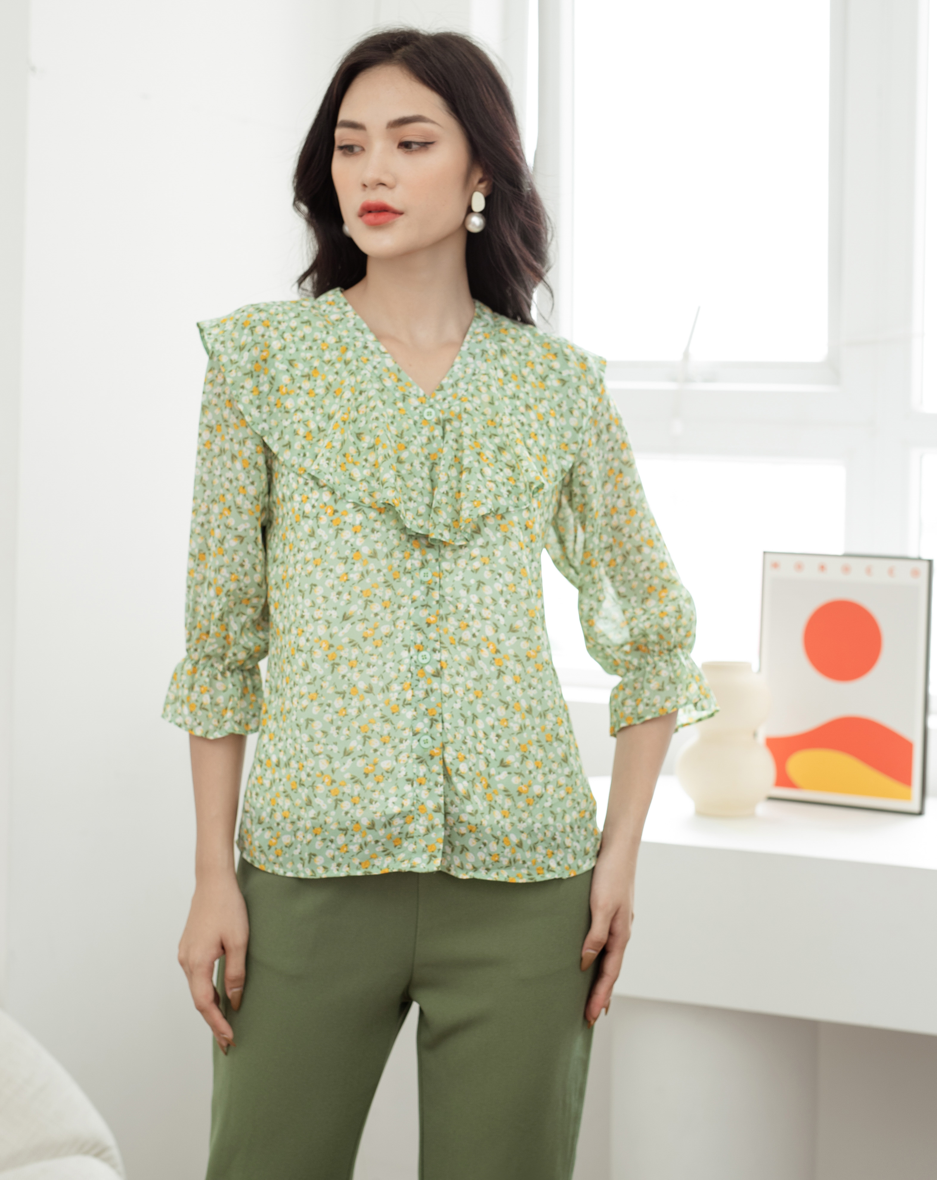 Áo kiểu cổ Bèo ngực tiểu thư tay lỡ_thumbnail_4