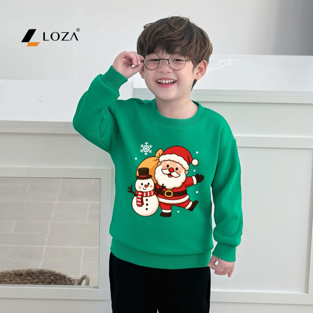 Áo nỉ sweater bé trai in hình người tuyết, ông già Noel - Loza Kids IN019_thumbnail_5
