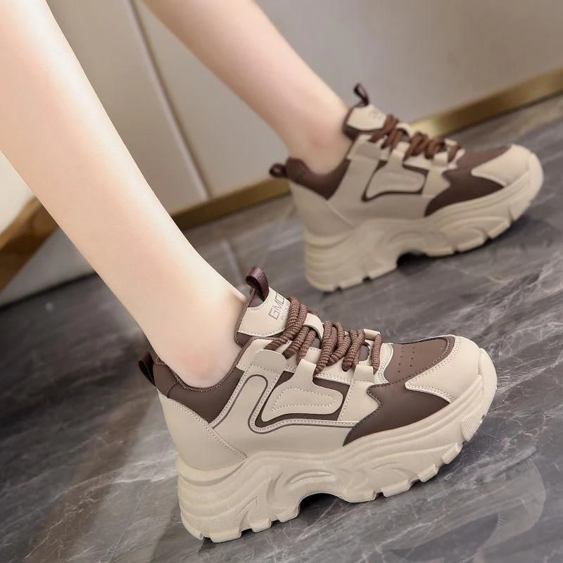 Giày Sneaker Nữ Thể Thao Nâu Phối Màu Thời Trang Đế Cao 6cm NUHAZ_thumbnail_1