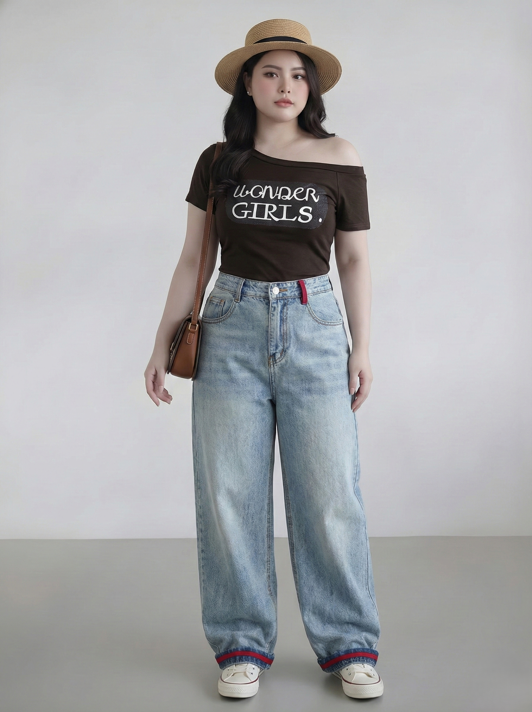 BIGSIZE-Quần suông phối viền lai T- QJ399