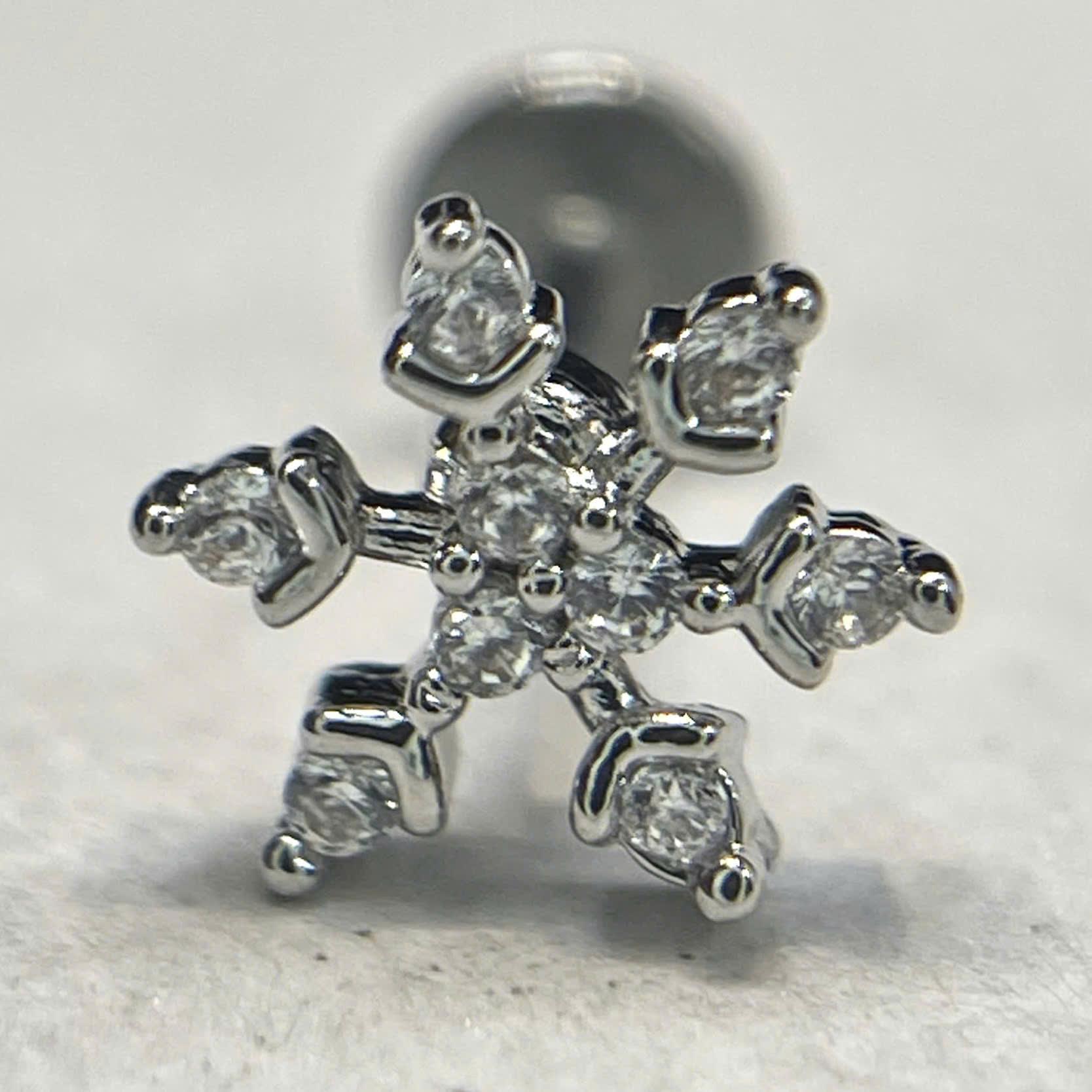 Khuyên kiểu bông tuyết 3 đá giữa dẹt