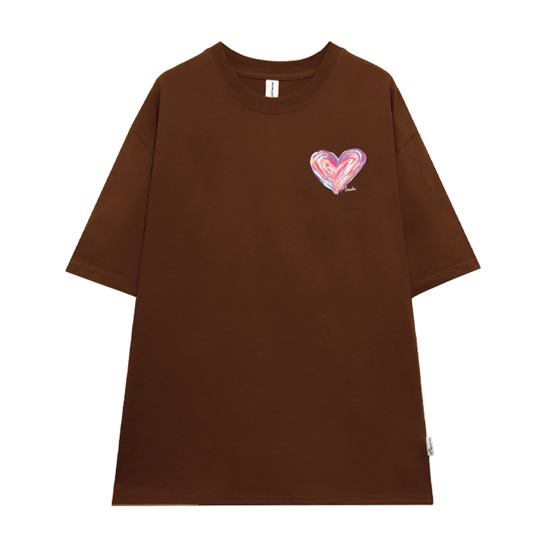 Áo thun cặp đôi in trái tim nhỏ dễ thương form rộng ATD1514 Miucho vải cotton thoáng mát cổ tròn in mix_thumbnail_9