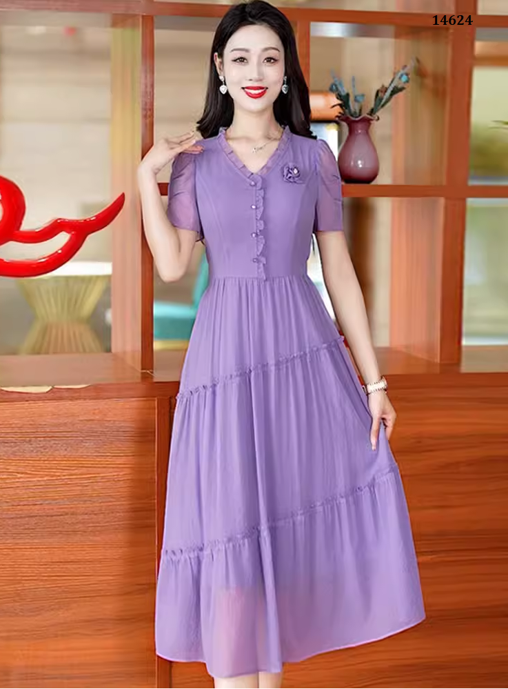 14624-Đầm  voan xòe  tà  xéo cách điệu ( voan , lót lụa  habutai)_thumbnail_0