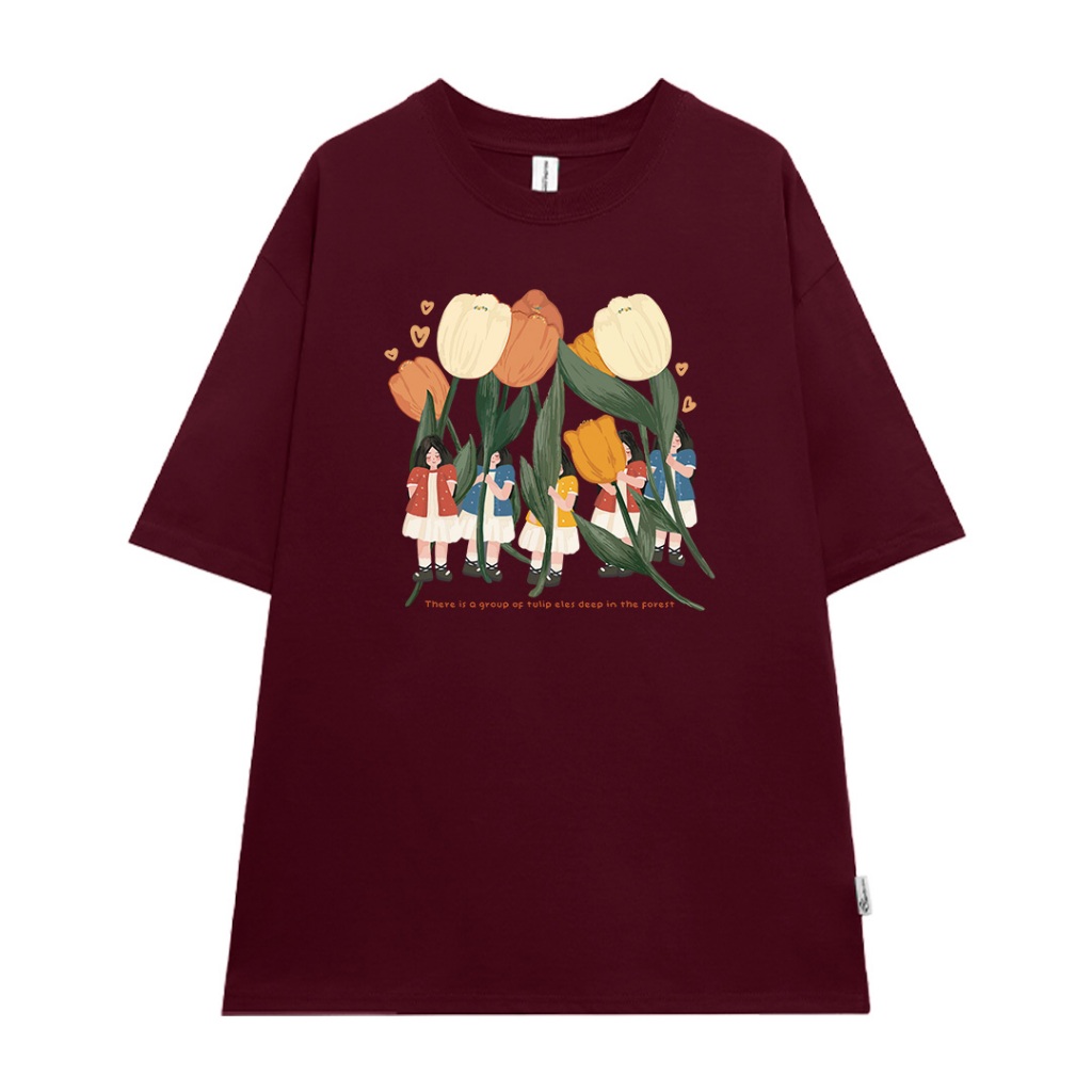 Áo thun nữ hoa tulip form rộng ATD201 Miucho chất vải cotton in Artwork_thumbnail_10
