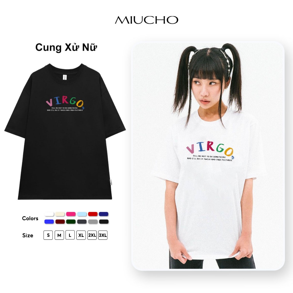 Áo thun nữ form rộng ATD377 cung hoàng đạo Xử Nữ VIRGO Miucho cotton cổ tròn in typography_thumbnail_1