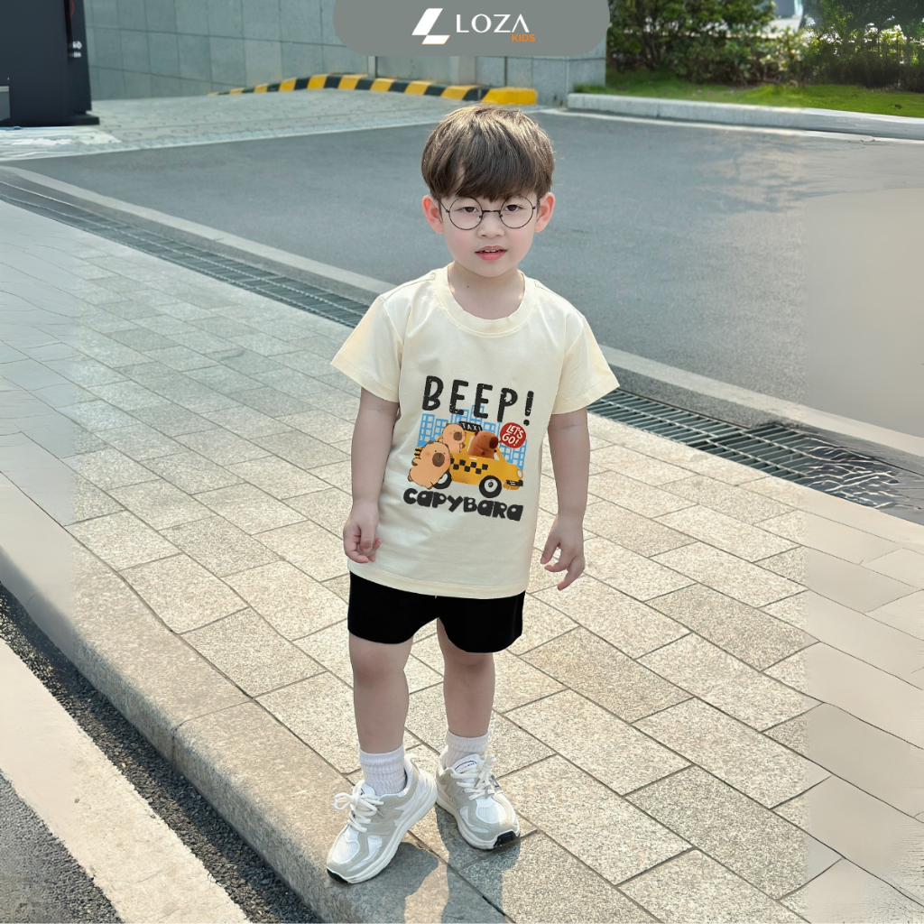 Bộ đồ cộc bé trai in hình Capybara lái xe - Loza Kids SB241_thumbnail_1