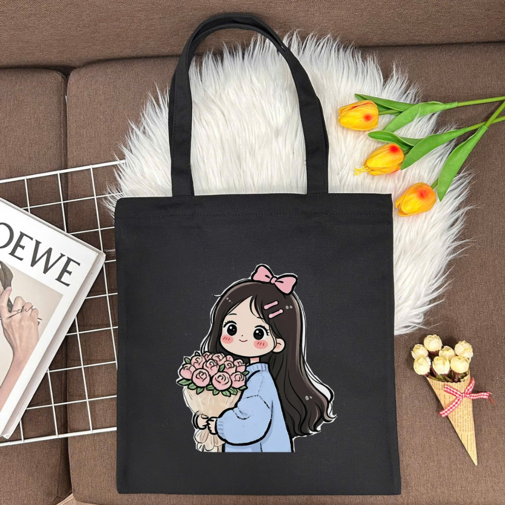 Túi tote vải canvas hình cô gái hot trend có khóa kéo và ngăn phụ We Tee - WTU01_thumbnail_15