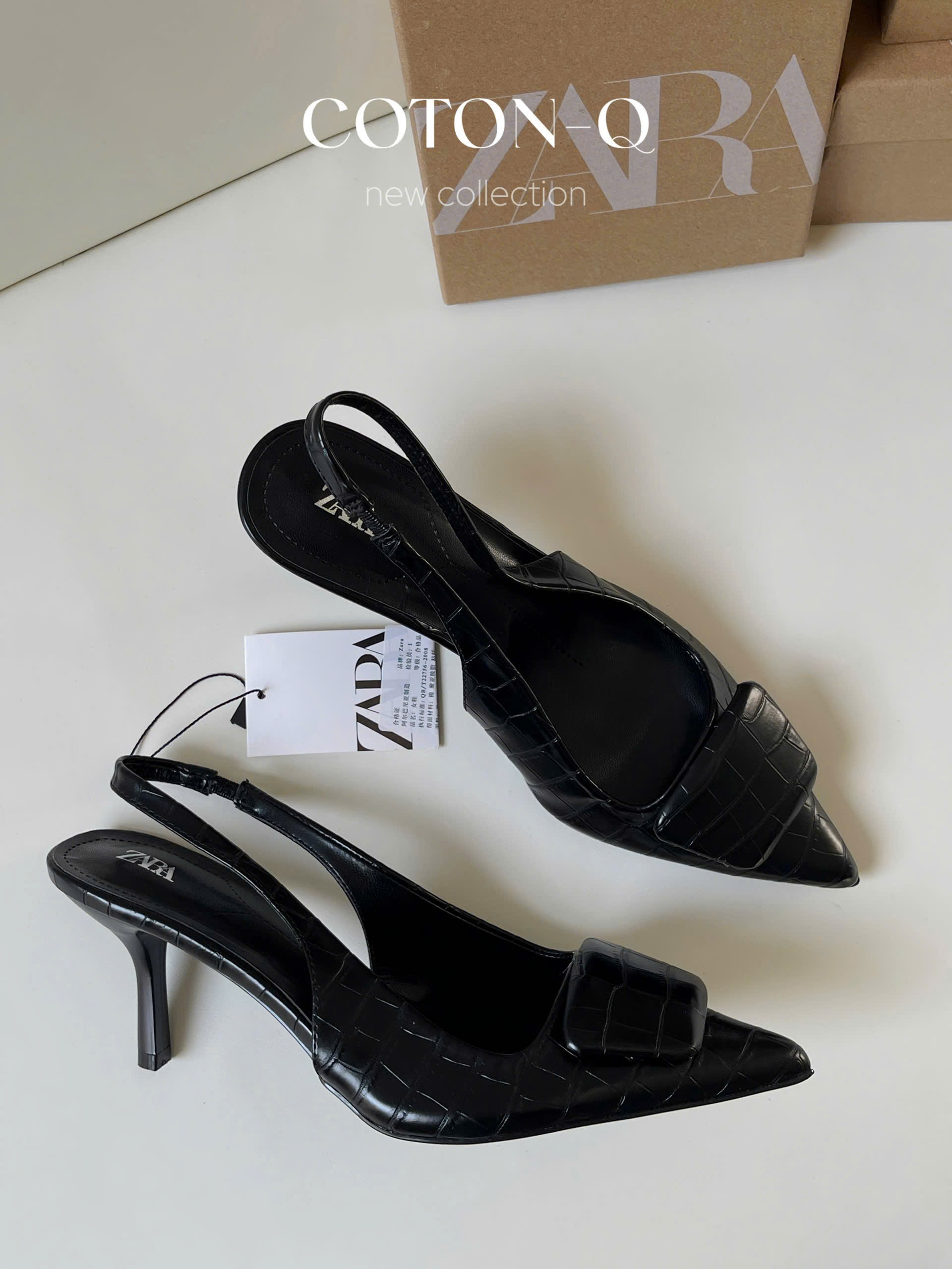 HG217 Guốc đen mũi nhọn