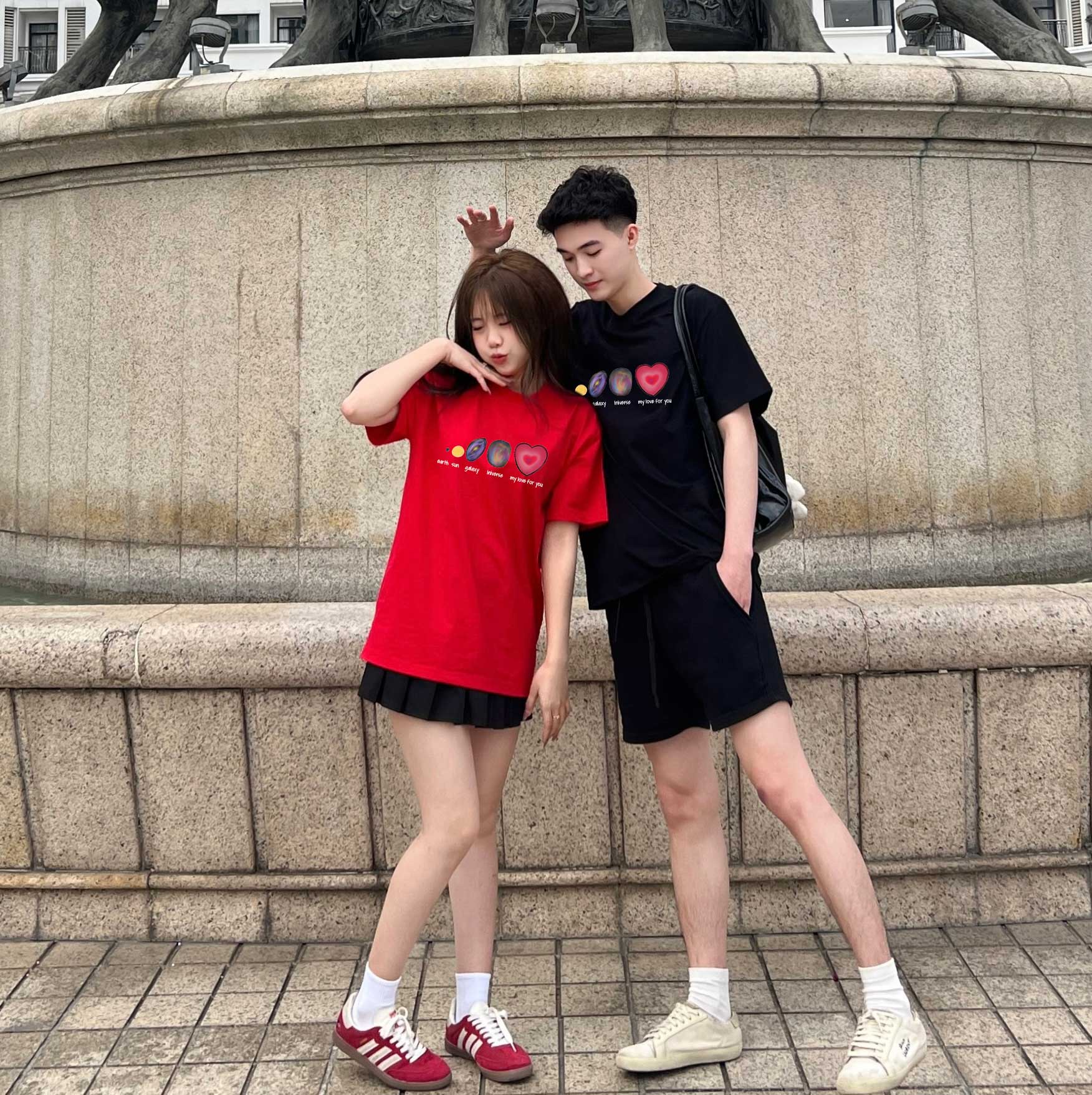 Áo thun cặp nam nữ form rộng 1958 Miucho vải 4c cotton 220gsm thoáng mát cổ tròn in mix_thumbnail_4