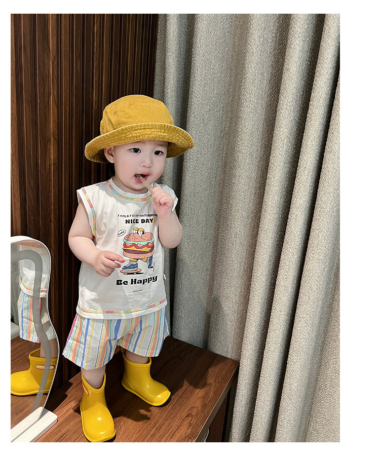🌈 BỘ ĐỒ MÙA HÈ CHO BÉ – ÁO IN HÌNH HAMBURGER + QUẦN SỌC CẦU VỒNG_thumbnail_6