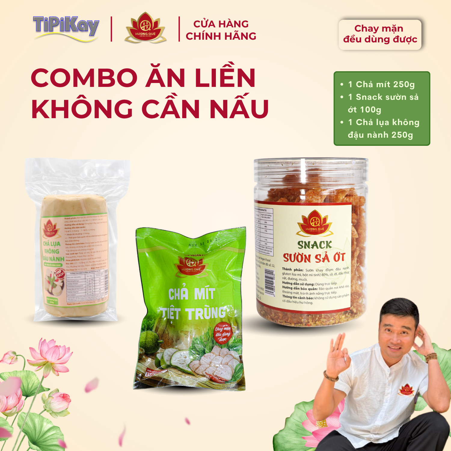 [Combo 3 Món] 1 Chả Mít 250g + 1 Chả Không Đậu Nành 250g + 1 Snack Sườn Sả Ớt 100g CBTP-CMCKDSS