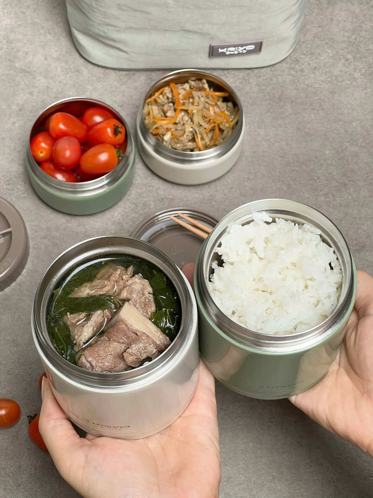 Bộ Hộp Cơm Giữ Nhiệt 5 món Kaiyo 1200ml (4 hộp+1 túi)_thumbnail_8