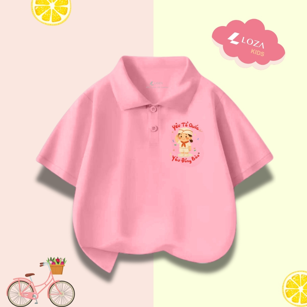 Áo polo trẻ em in hình 