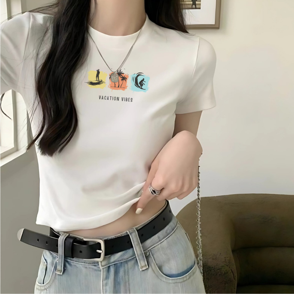 [Form Ôm] Áo croptop nữ màu trắng chất liệu cotton co giãn 4 chiều - Áo baby tee LOZA dáng ôm - Mã G0282_thumbnail_8