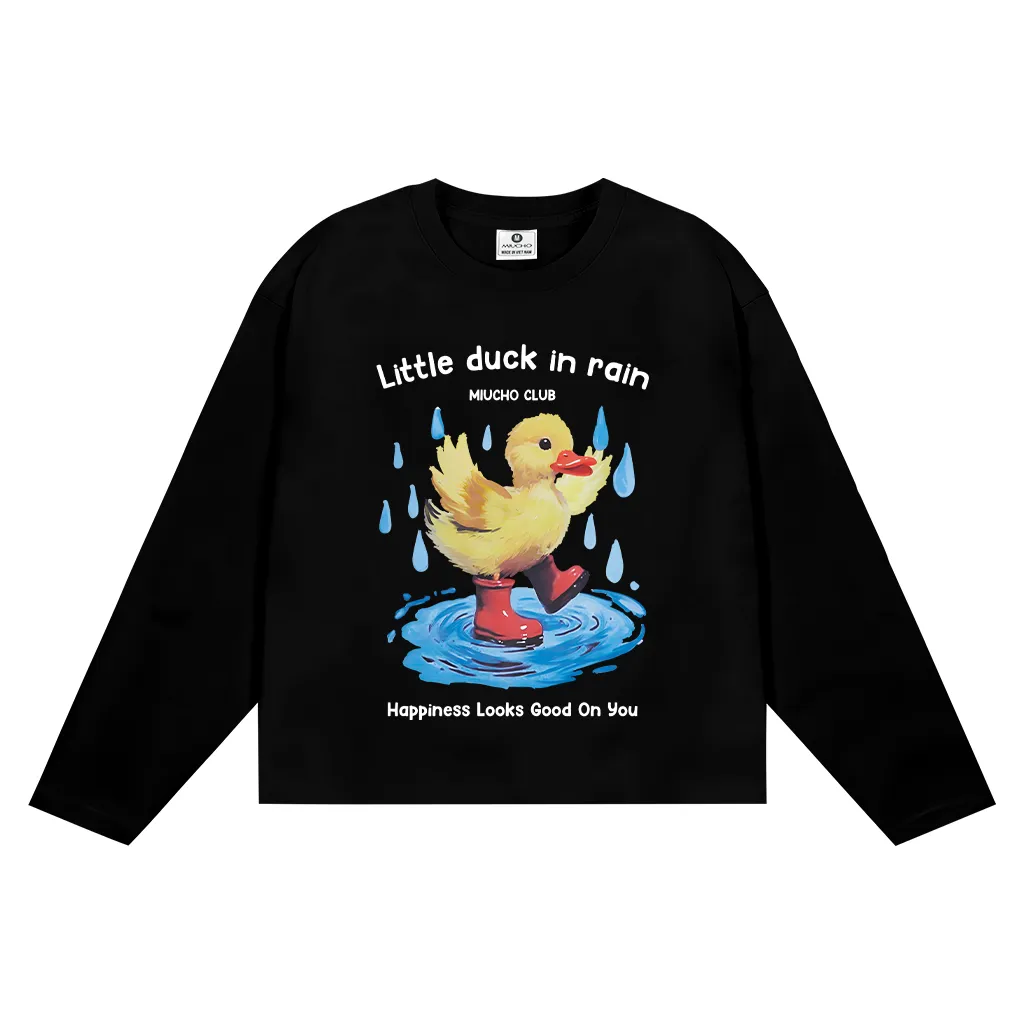 Áo thun boxy tay dài Miucho cotton co giãn 2 chiều thoáng mát cổ tròn hình Duck in mix 2655_thumbnail_7