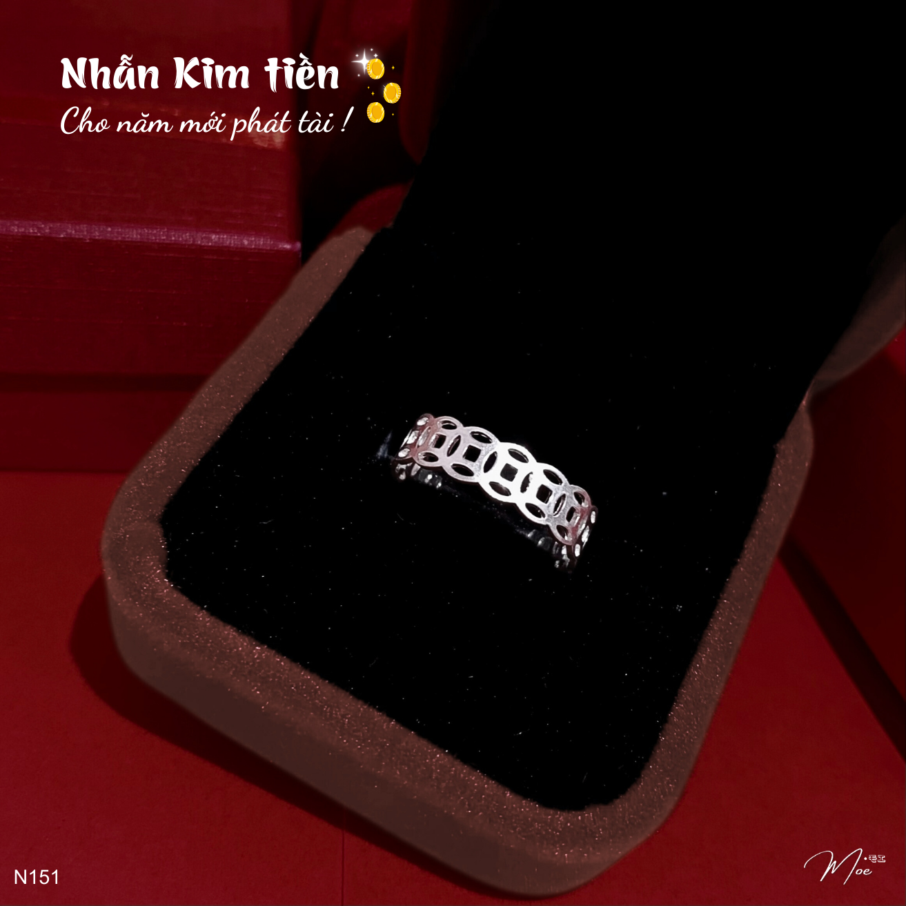 N151 - Nhẫn kim tiền liền trơn basic
