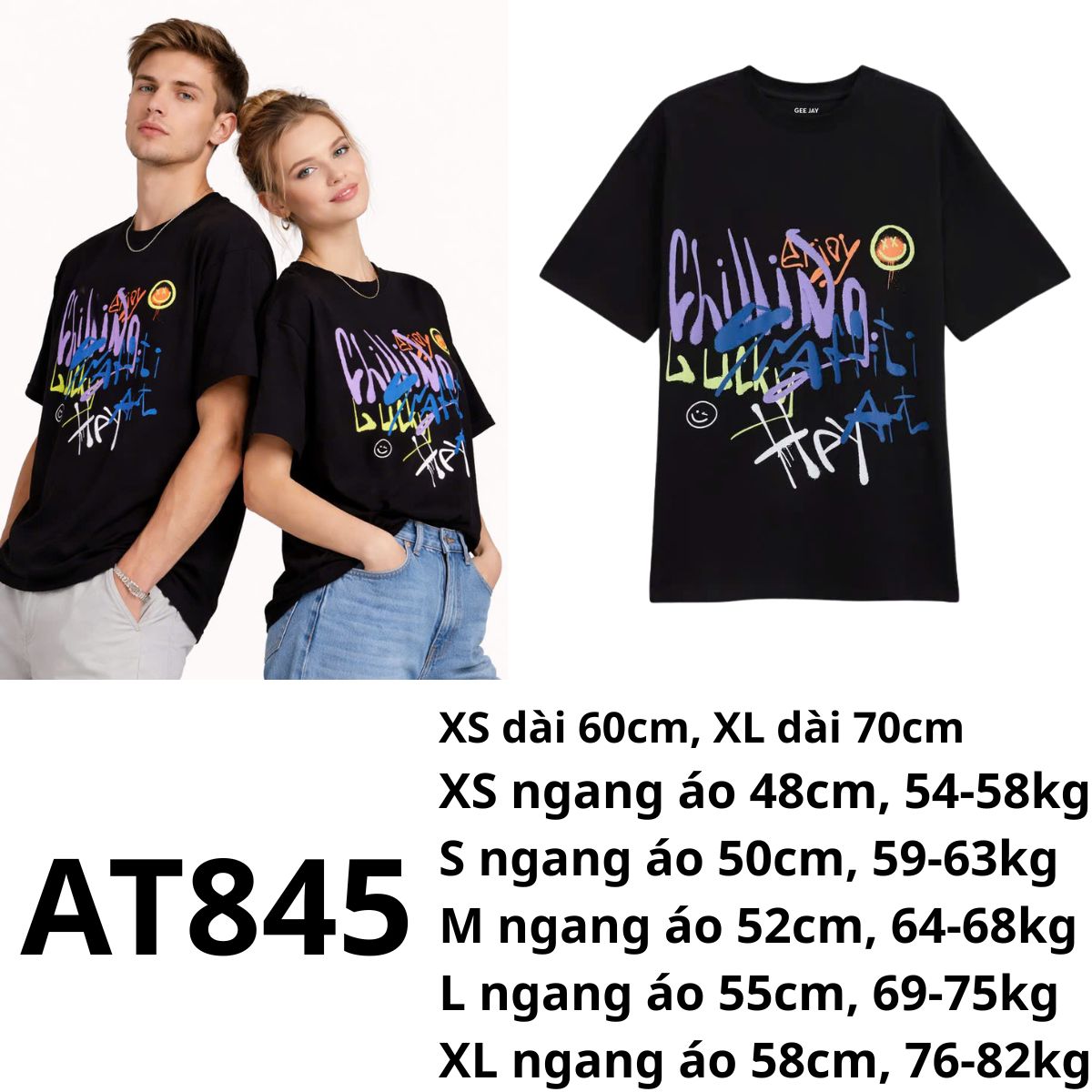 AT845- Áo thun GT đen