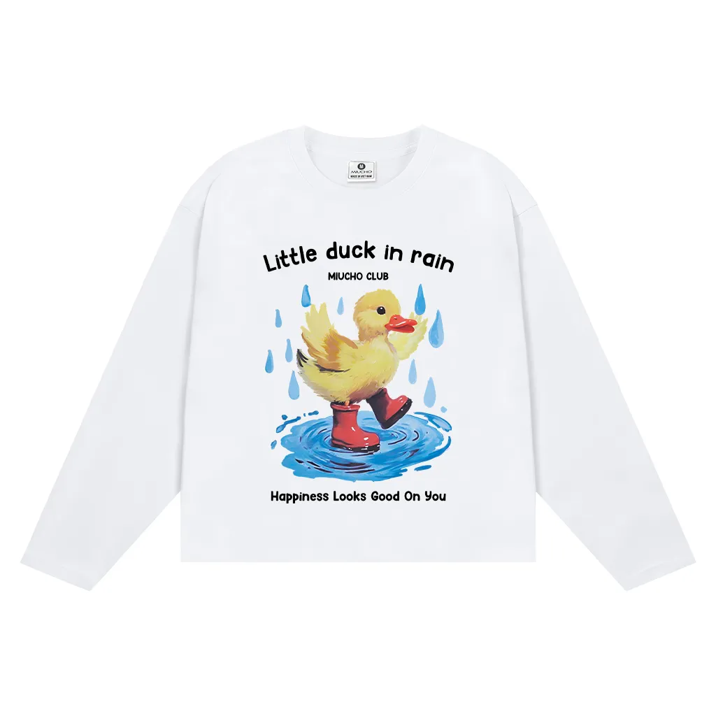 Áo thun boxy tay dài Miucho cotton co giãn 2 chiều thoáng mát cổ tròn hình Duck in mix 2655_thumbnail_0