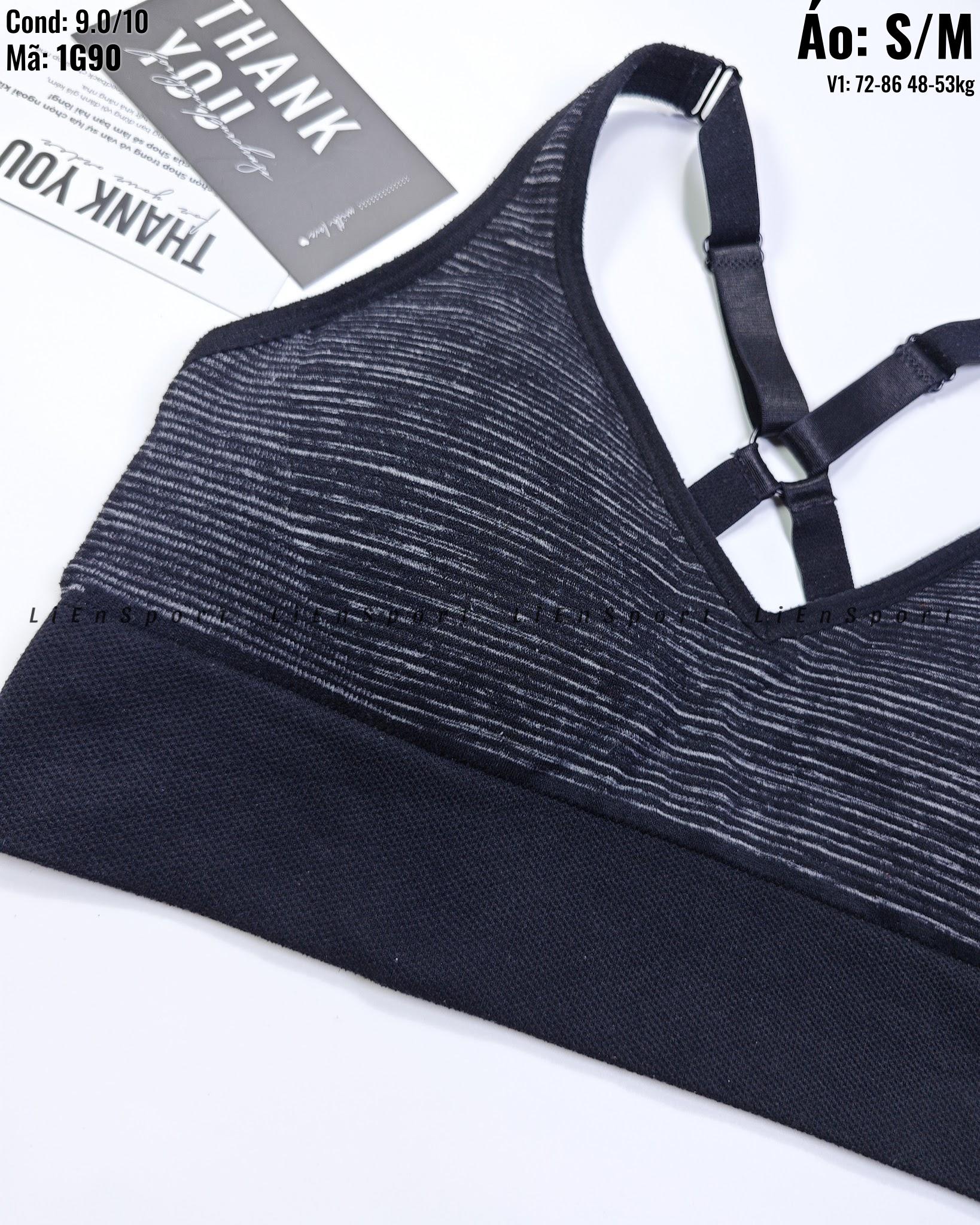Puma Áo bra thể thao lưng chữ X Nữ Size S M Xám đen sọc ngang Auth 2nd Không gọng không mút Co giãn tốt Thoáng khí thấm hút Logo ép nhiệt Phù hợp tập gym yoga athleisure Mã:1G90