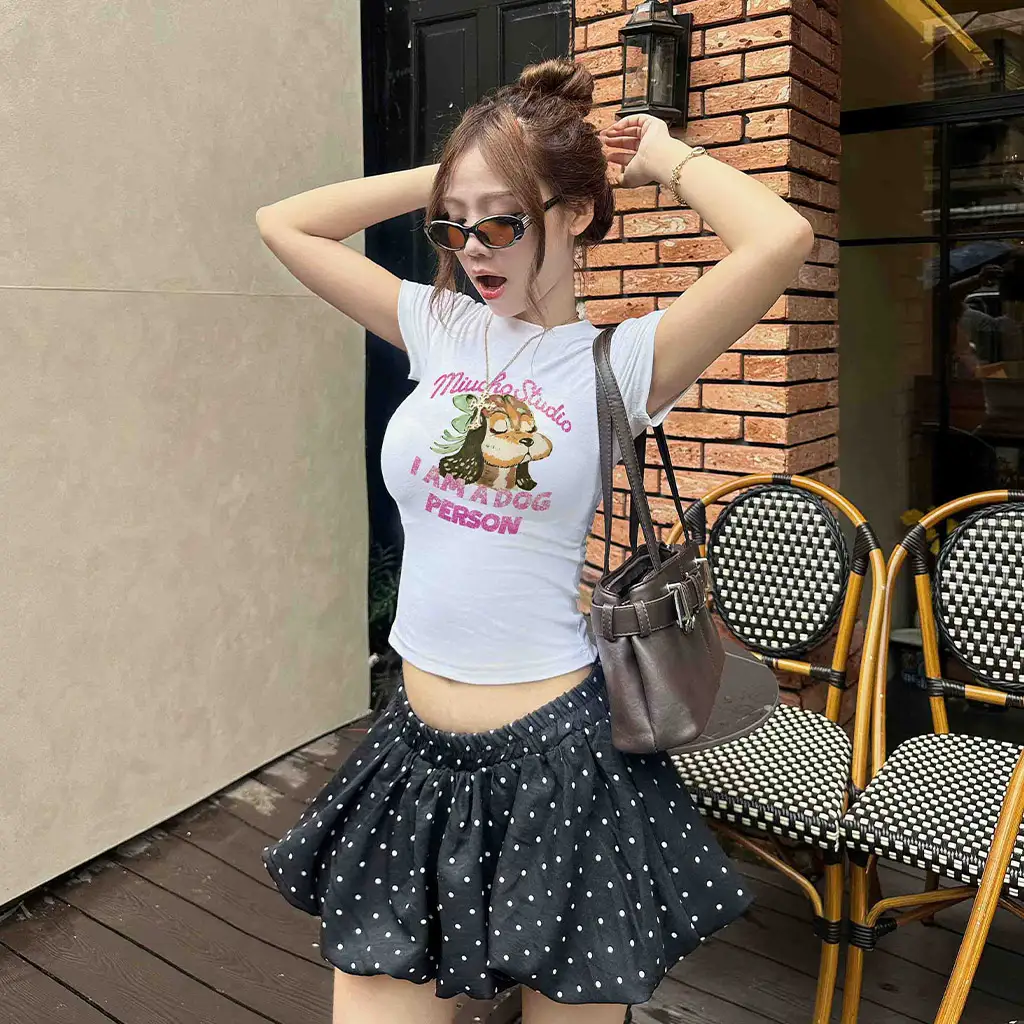 Áo baby tee nữ ôm body hack dáng Beezy vải visco thoáng mát cún in mix dễ thương 3020_thumbnail_2