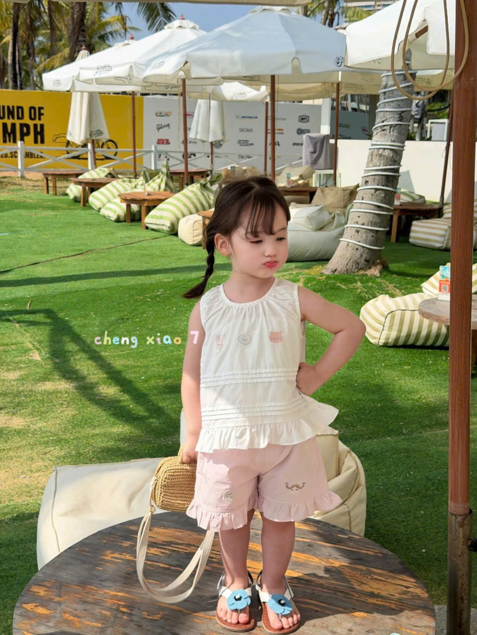 CX95 - Quần short bé gái bèo gấu thêu họa tiết dễ thương phong cách mùa hè hãng CX7