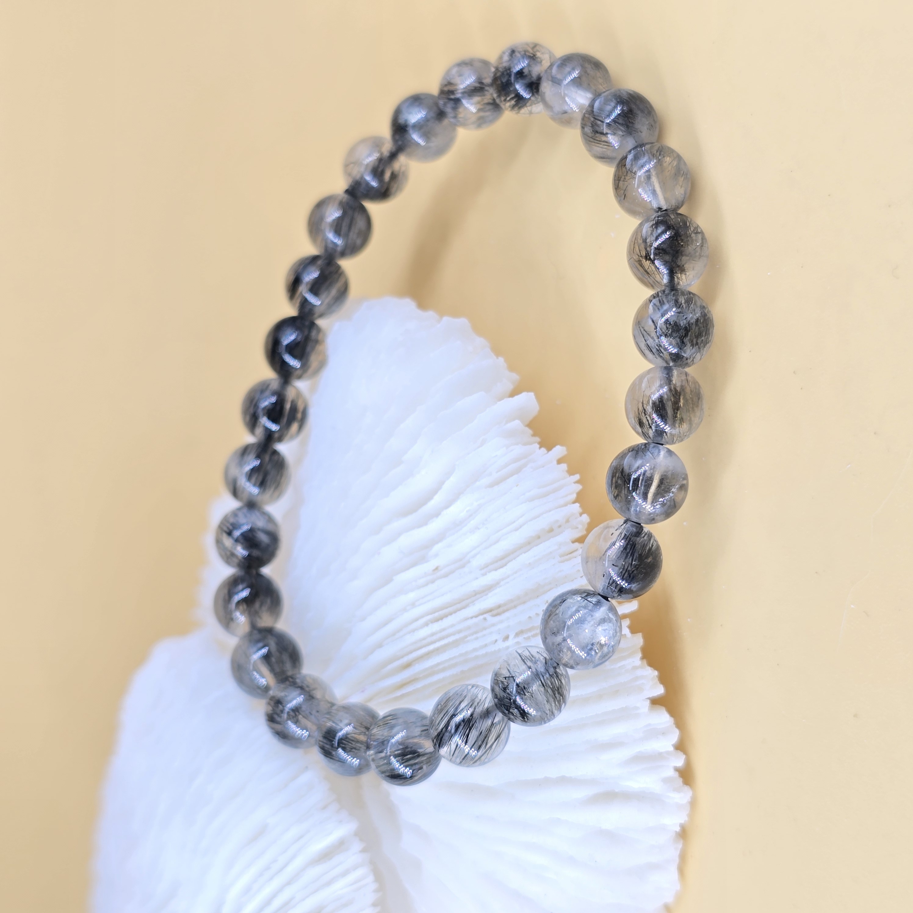 Vòng Thạch Anh Tóc Đen Super VIP - Thạch anh trắng cộng sinh tourmaline đen - Black Tourmaline In Quartz_thumbnail_2