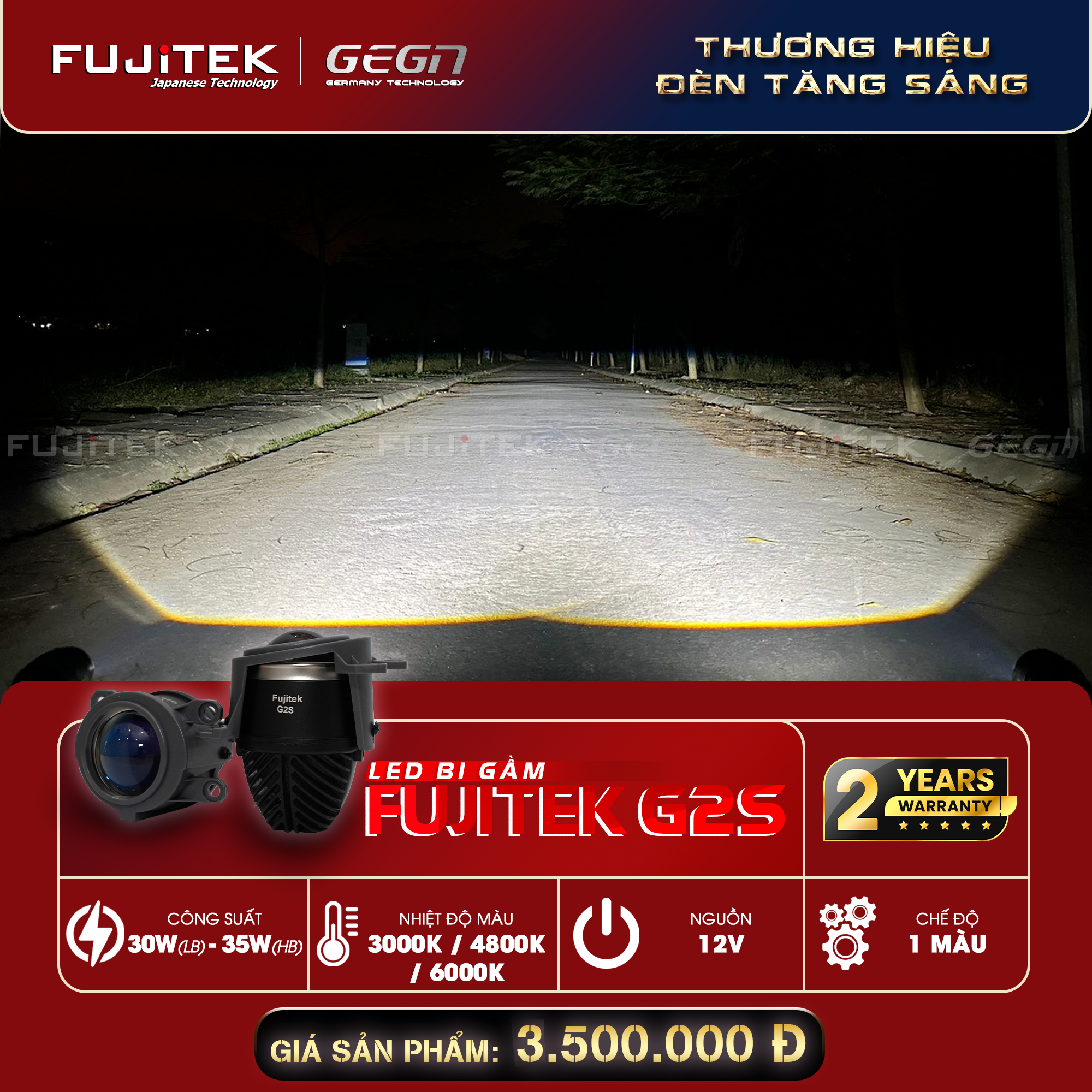 Fujitek G2S Bi gầm Led 2 inch 1 chế độ màu_thumbnail_0
