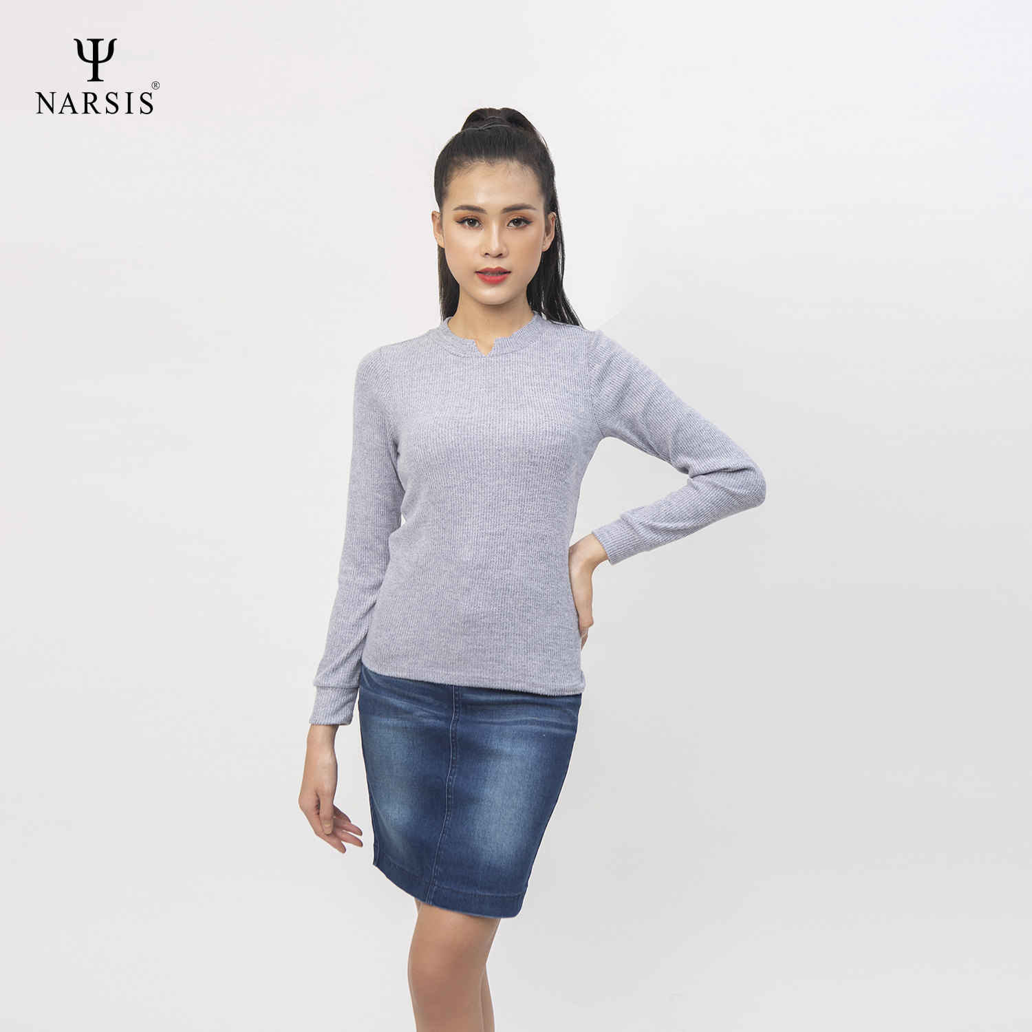 ÁO THU ĐÔNG NỮ L0078 NARSIS VẢI LEN COTTON ẤM ÁP, THOÁNG MÁT, GIỮ ẤM TỐT, MỀM MẠI_thumbnail_2