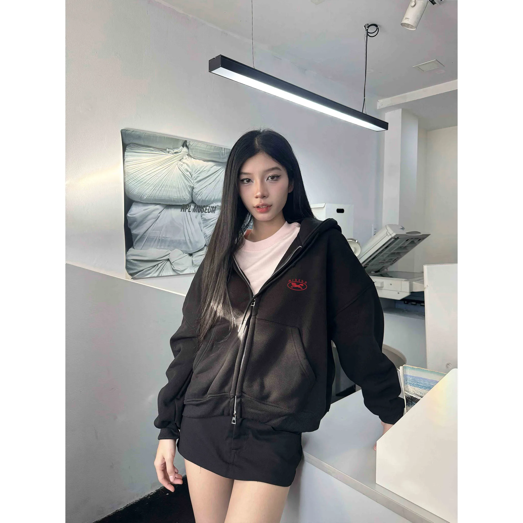 Áo hoodie zip form boxy phong cách cổ điển 2577 Miucho chất vải nỉ bông cao cấp thoáng mát in mix_thumbnail_5