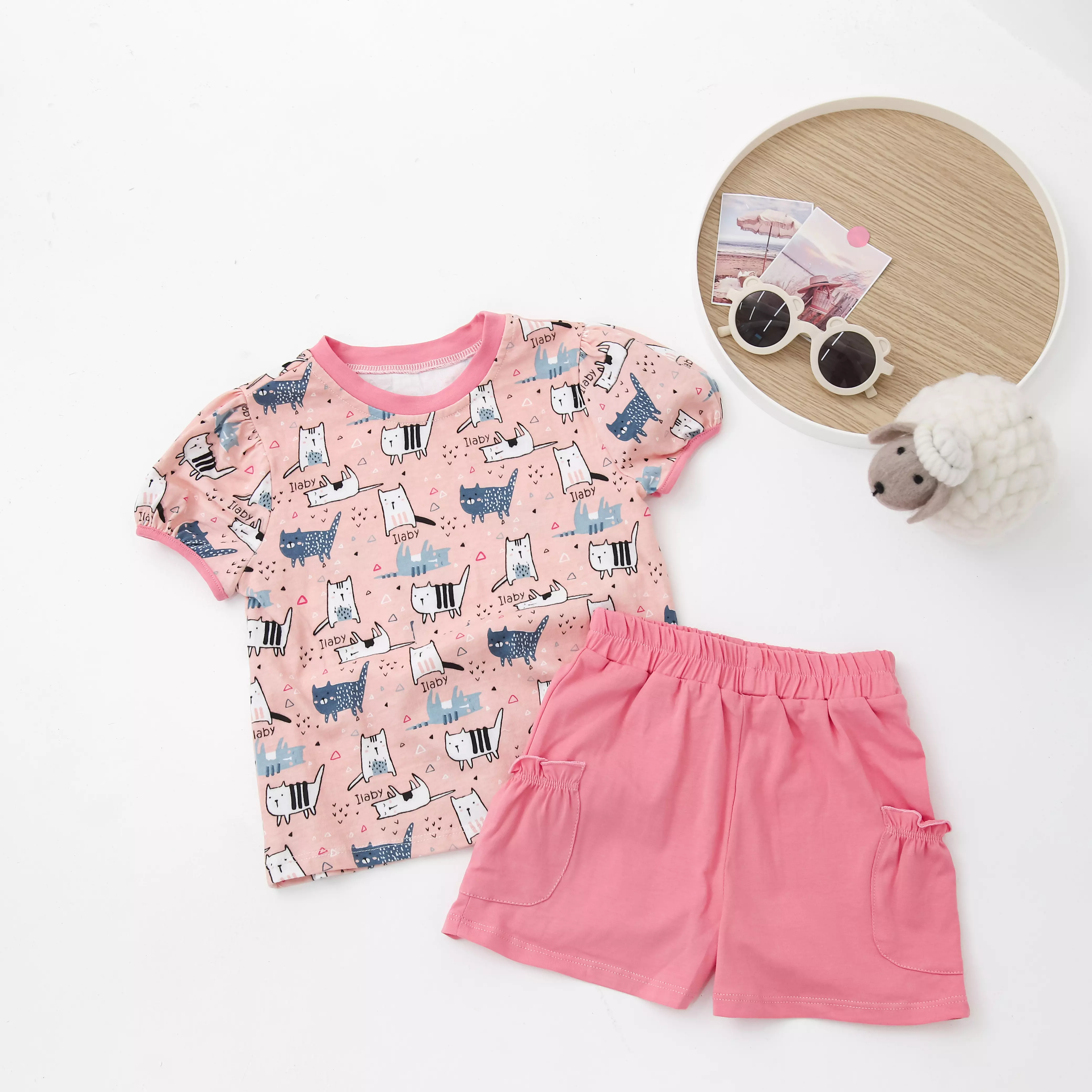 Bộ thun bé gái họa tiết mèo_thumbnail_5