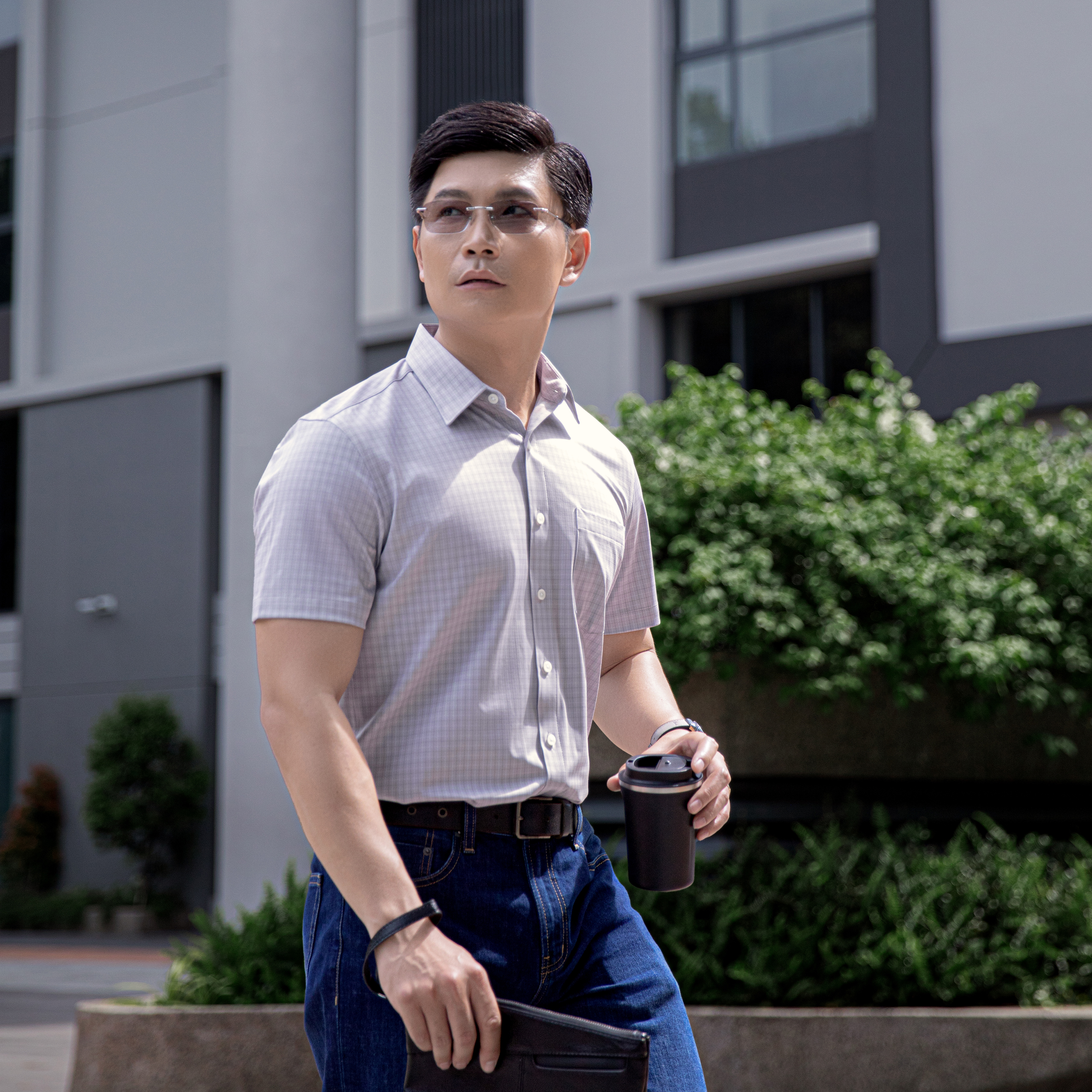 Áo Sơ Mi KaKa Bamboo co giãn kẻ nhỏ S26