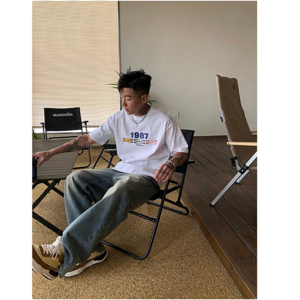 Áo thun nam form rộng ATD94 tay ngắn kiểu hàn quốc unisex vải cotton Miucho Man in Typography_thumbnail_4