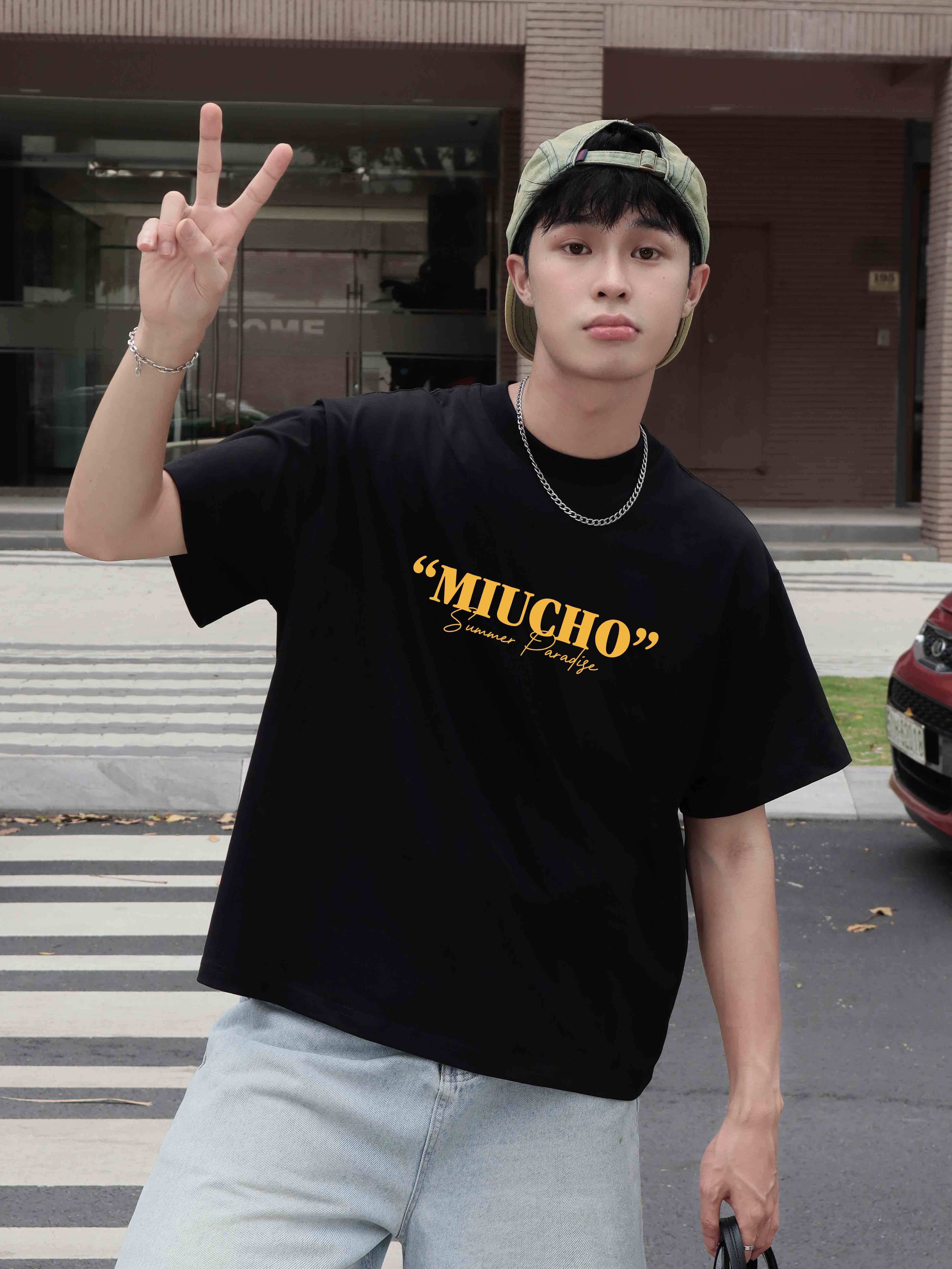 Áo phông form boxy hè biển 2222 Miucho Club vải cotton 2 chiều cổ tròn đứng form in mix_thumbnail_3