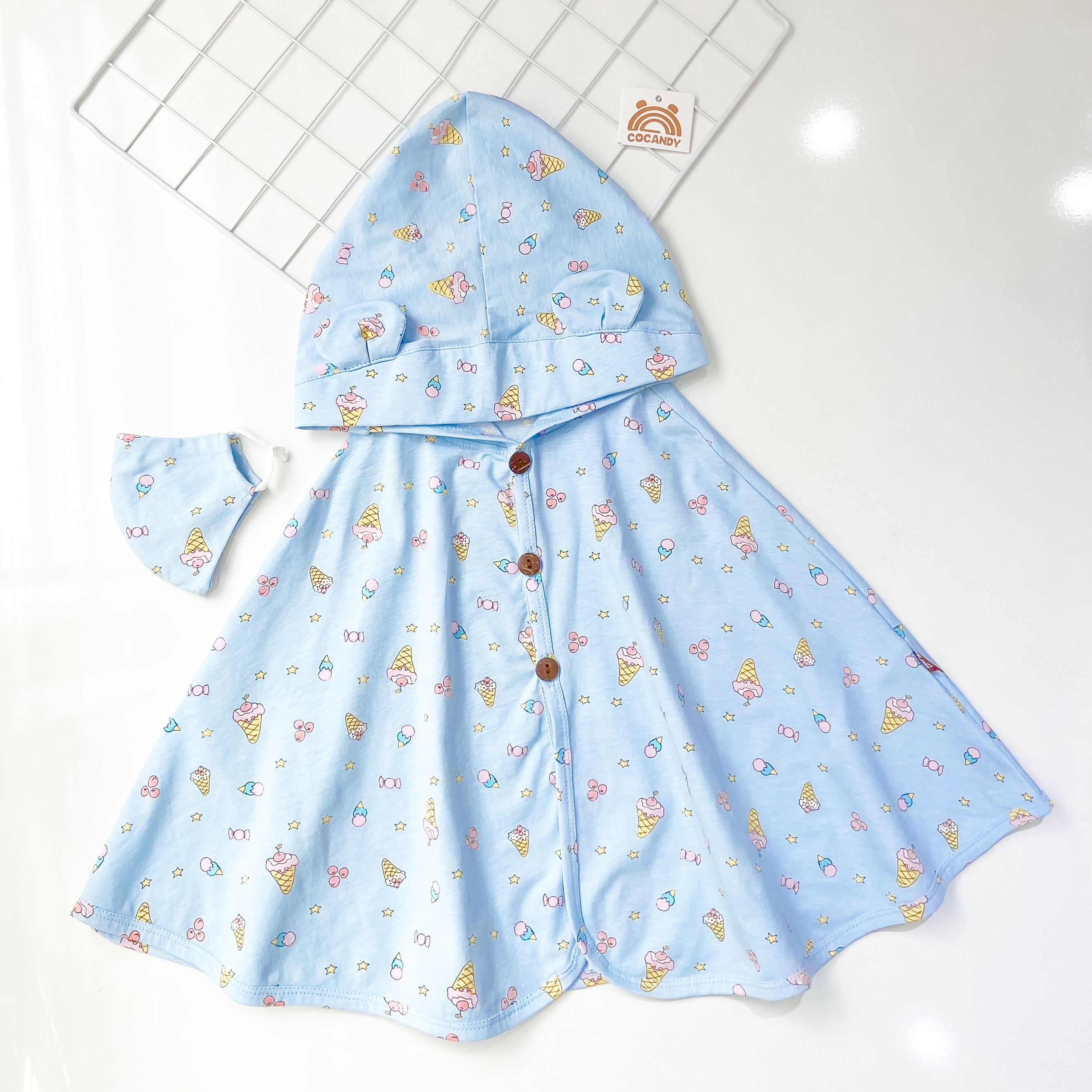 Áo choàng COTTON cao cấp COCANDY kem XANH_thumbnail_0