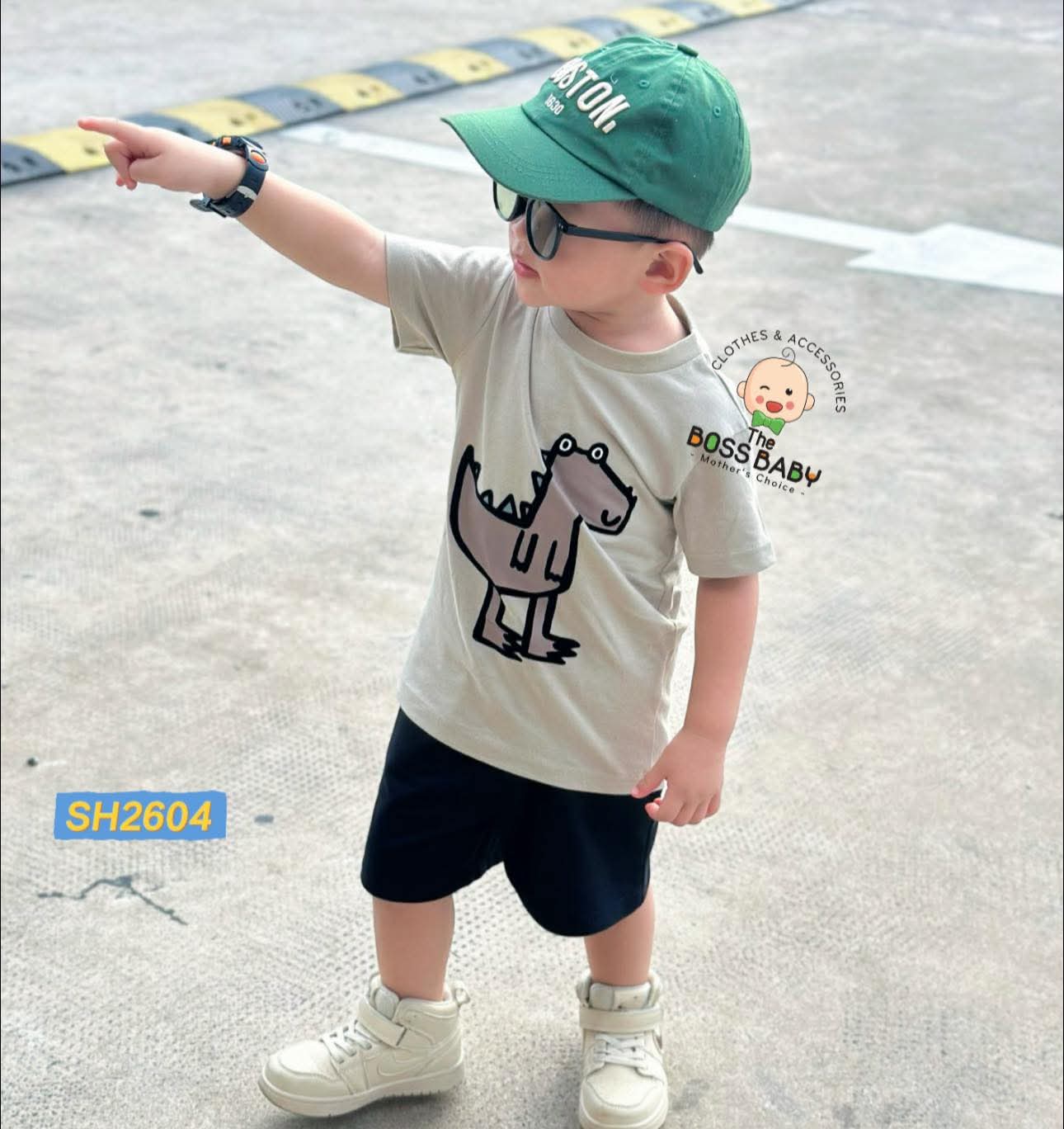Set bộ cotton be đen khủng long