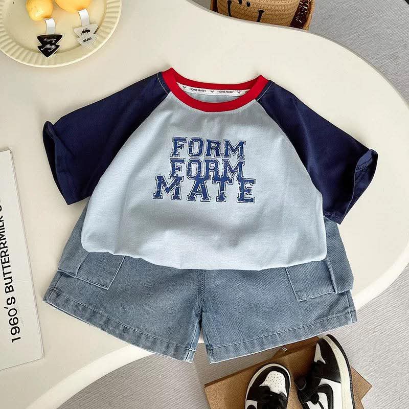 Set bộ quần jean phối màu xanh MATE