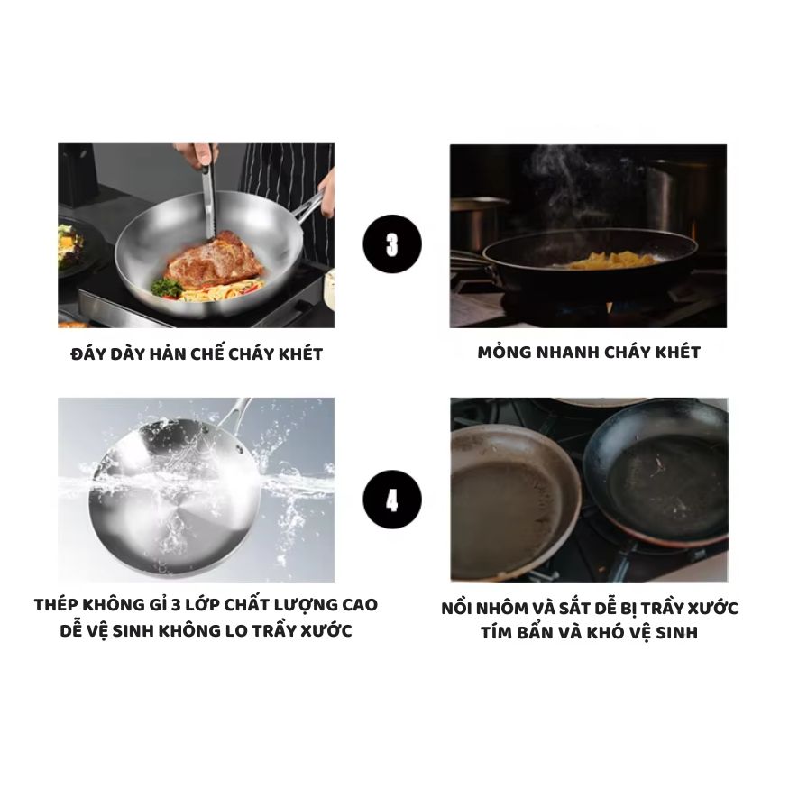 Chảo Inox đáy từ 3 Lớp Mishio Size 24 cm MK434 – Đúc Nguyên Khối, Đáy Từ, An Toàn Vượt Trội_thumbnail_7