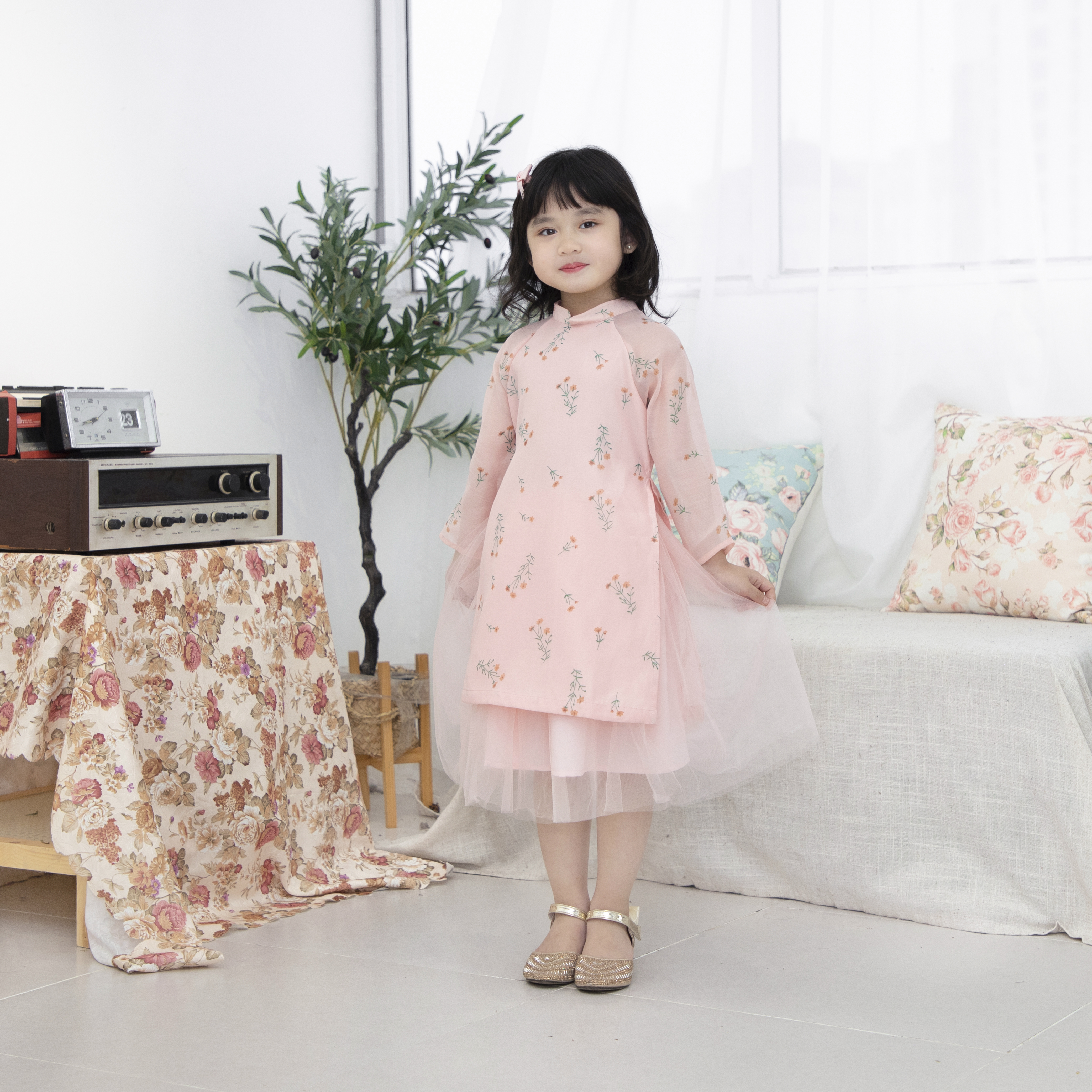 Set áo dài tơ hoa kèm chân váy tutu_thumbnail_0