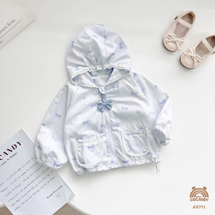 Áo khoác gió XANH họa tiết nơ phối ren_thumbnail_1