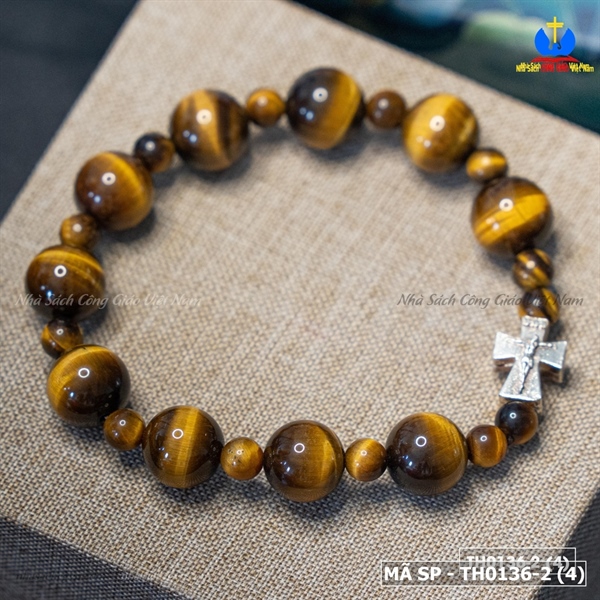 Tràng Hạt Đá Mắt Hổ Nâu Vàng mix TG bạc_thumbnail_1