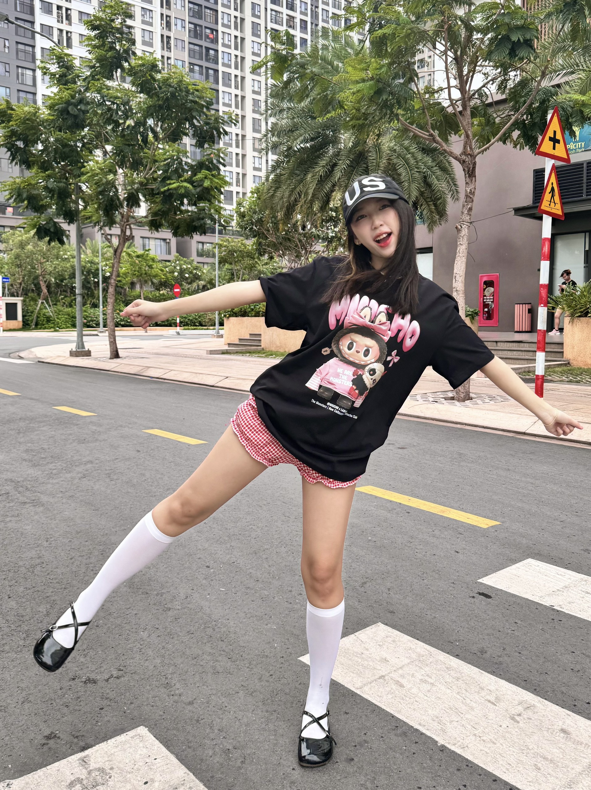 Áo thun labubu form rộng hottrend ATD1269 Miucho vải cotton thoáng mát cổ tròn in mix_thumbnail_4