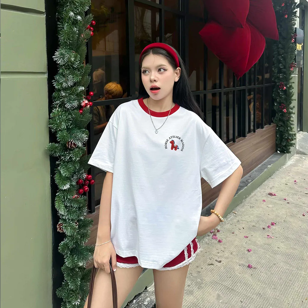 Áo thun tết basic form boxy phối cổ Miucho vải mềm mại thoáng mát tôn dáng 2975_thumbnail_7