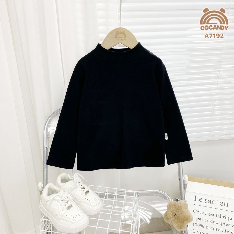 Áo dài Warmish ĐEN trơn cổ 3 phân