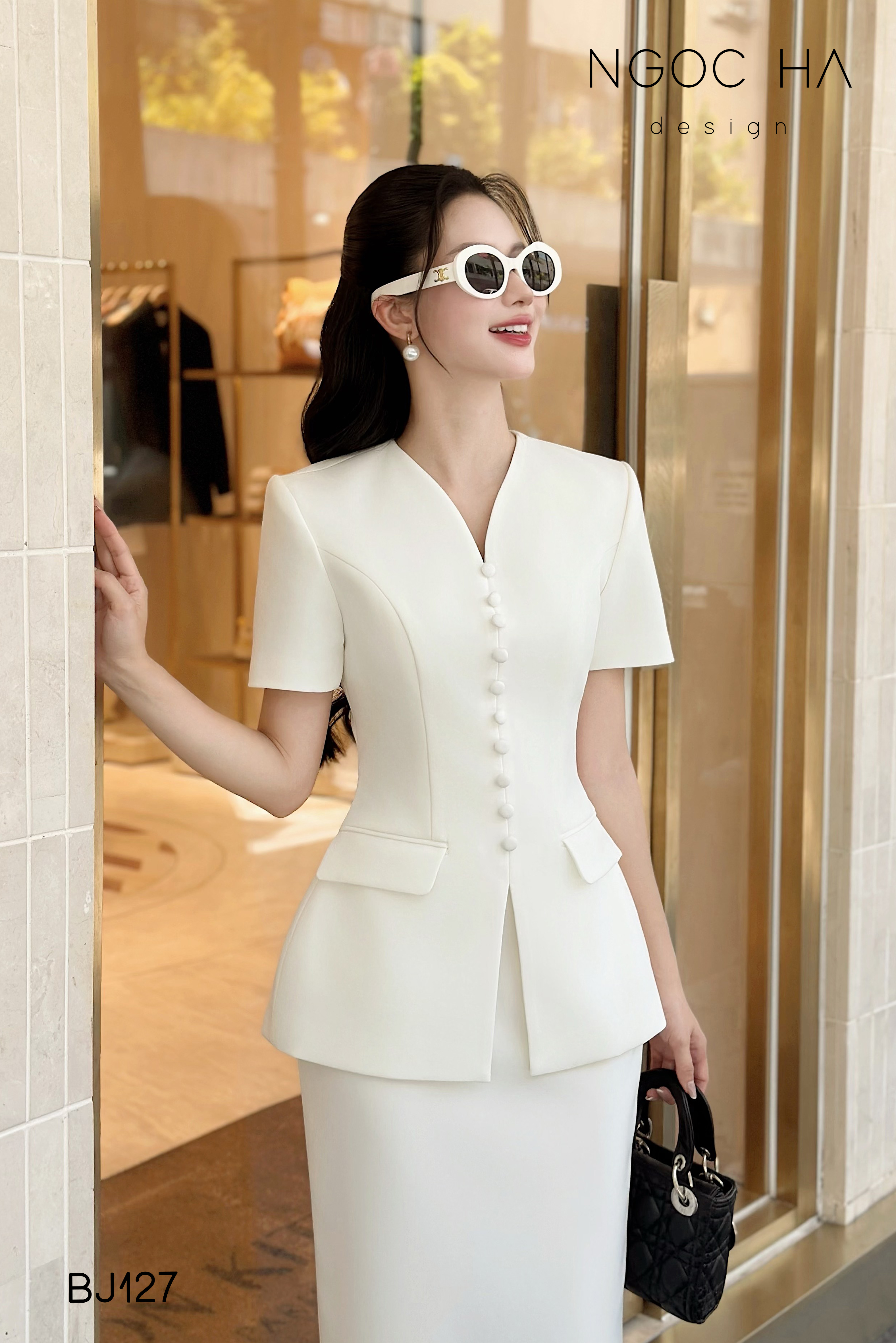 Cateline Set_ Bộ Vest Cổ V Đính Cúc Nhí Chân Váy Bút Chì BJ127_thumbnail_1