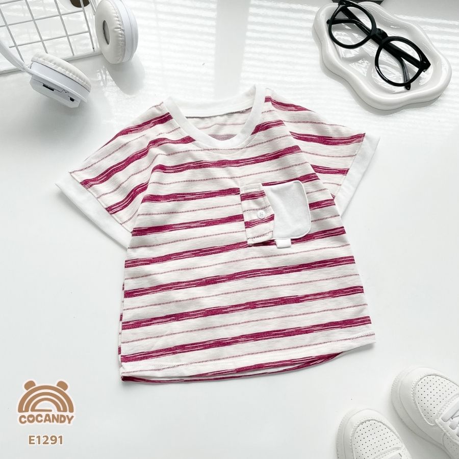 Áo cộc kẻ ĐỎ BE phối túi hòm thư_thumbnail_2