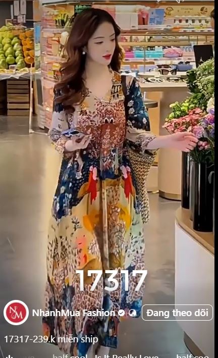 17317- Đầm suông họa tiết hoa cam (voan, lót)_thumbnail_0