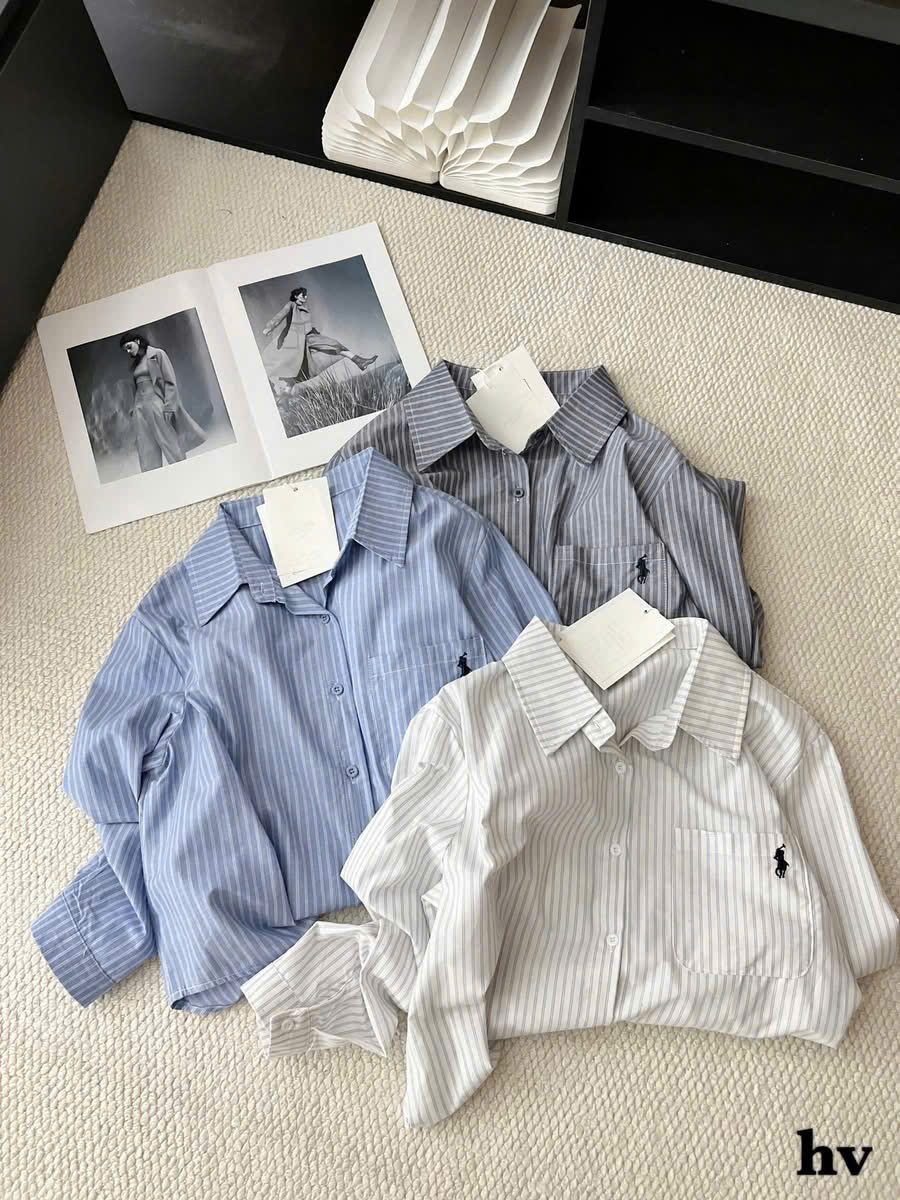 HA194 Áo somi tay dài phối sọc ( XANH )