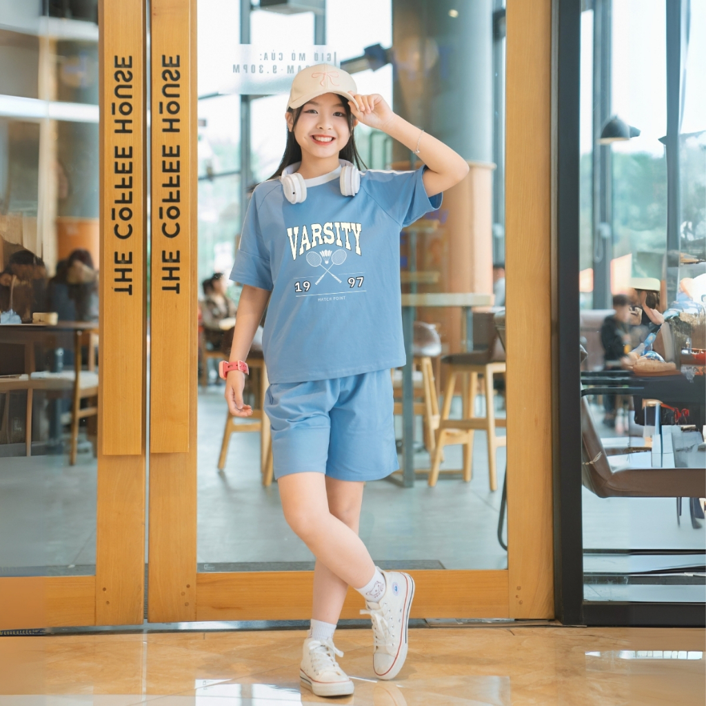 Đồ bộ bé gái màu phối in chữ 'VARSITY'  - Loza Kids BF310_thumbnail_1