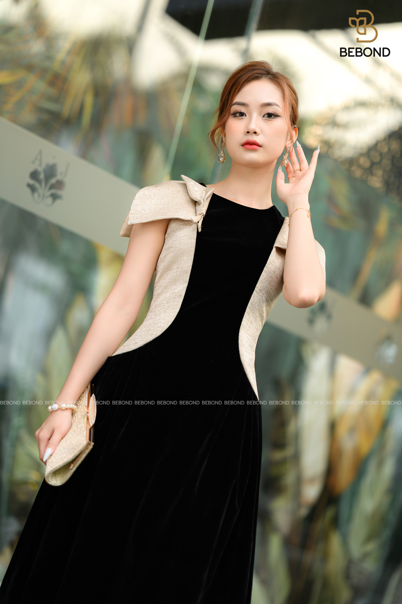 Đầm nhung phối Tafta sồi- AMBER DRESS